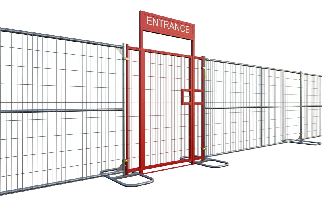 Pedestrian Gate for Temporary Fence, Red, Anti Climb - BarrierHQ.com