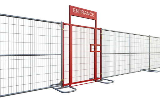 Pedestrian Gate for Temporary Fence, Red, Anti Climb - BarrierHQ.com