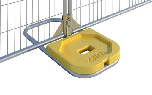 Stackable Temporary Fence Leg Weight 28 lbs Z-Block (Pallet of 60 w/ Stillage) - BarrierHQ.com