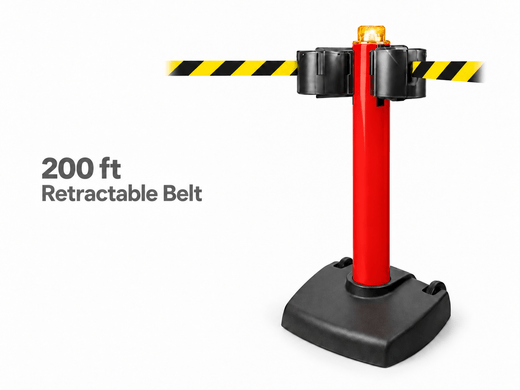 Extra-Long Outdoor Retractable Belt Barriers | Up to 200 ft of Coverage