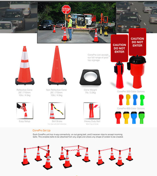 ConePro - Traffic Cone Top Retractable Belt Barrier