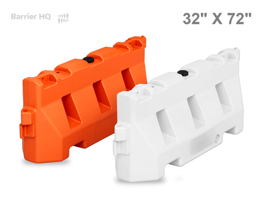 OTW 32" x 72" water-filled jersey barrier, orange and white - BarrierHQ