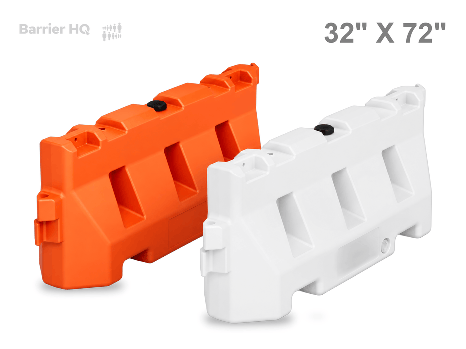 OTW 32" x 72" water-filled jersey barrier, orange and white - BarrierHQ