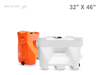 OTW 32" x 46" compact water-filled LCD barricade, orange and white - BarrierHQ
