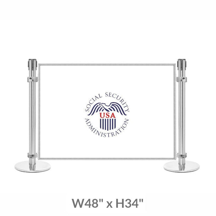 Post & Panel Barrier - 4' ft. Standard Height, Satin Aluminum (W48" x H34") - BarrierHQ.com