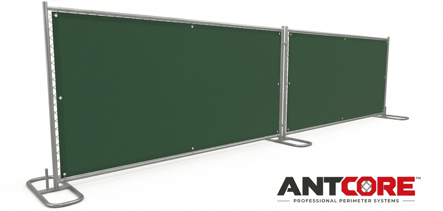 ANTCORE-600 - 6' × 12' Temporary Chain Link Fence Panel, Hot-Dip Galvanized 16-Gauge Steel Frame, 12.5-Gauge Diamond Mesh, 1 Vertical Center Support