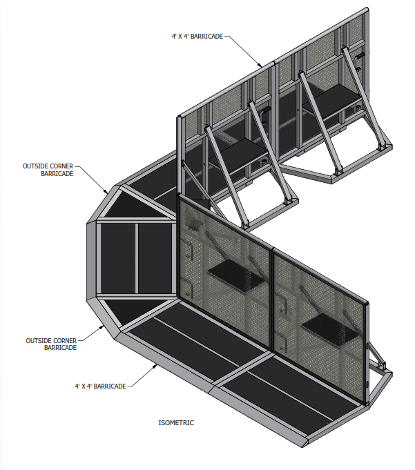 Concert Front-of-Stage Barrier 4' ft STEEL Black Powder Coat - 162 lb CSBST4