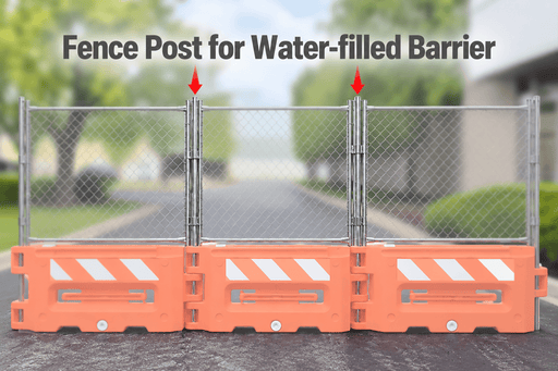 Plasticade Hydrocade 84" fence post with pin HYD-FPOST-KIT - BarrierHQ.com