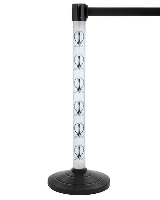 Modern LED illuminated stanchions with 10 ft belts for stylish and secure crowd control.