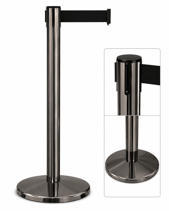 Premium BLACK CHROME 13' ft. Belt Stanchion - PR25BCCV