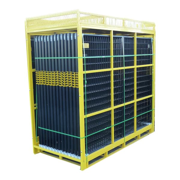 Closeup of Perimeter Patrol portable fence panel black powder coated steel frame