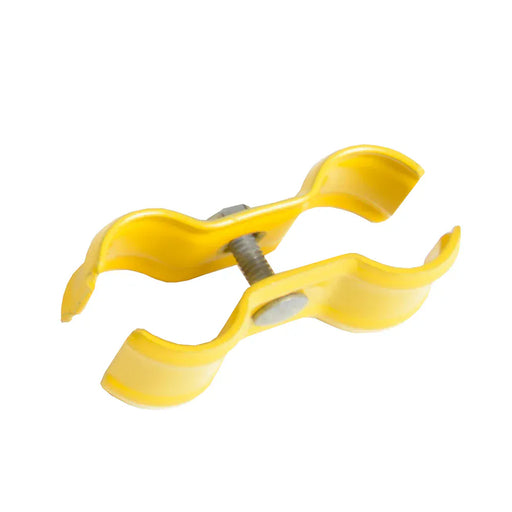 High-visibility Perimeter Patrol yellow clamp for event fencing setup