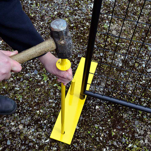 Perimeter Patrol fencing ground spike driven into soil for stability