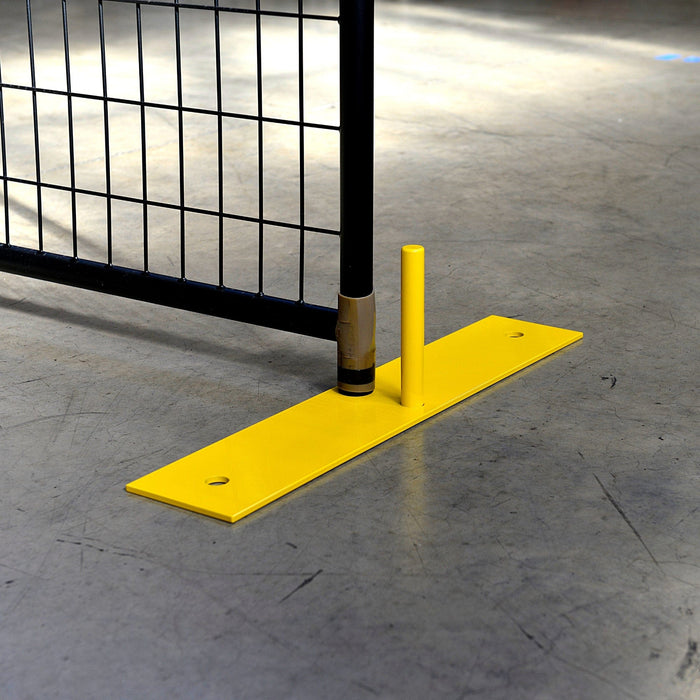 Closeup of Perimeter Patrol fence base showing powder-coated steel