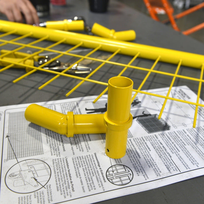 Replacement anti-climb connector for angled fence extension installation.