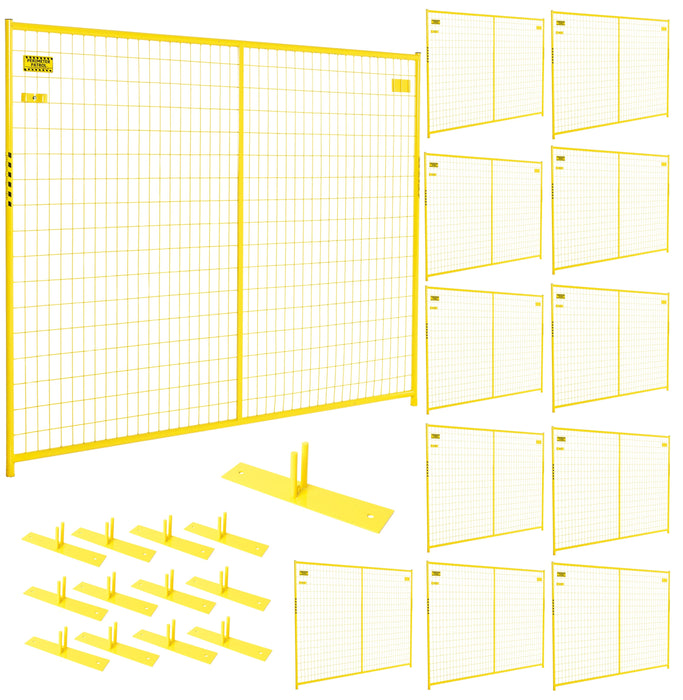 Professional 12-panel yellow fencing kit ideal for marking hazardous or restricted zones.