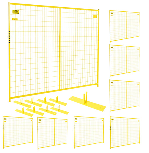 Professional yellow fence panel kit ideal for crowd control and hazard marking.