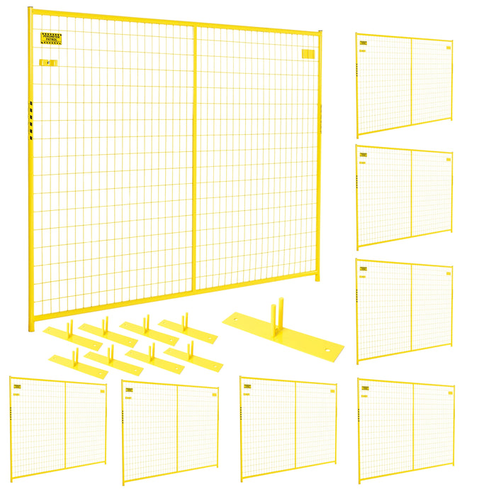 Professional yellow fence panel kit ideal for crowd control and hazard marking.