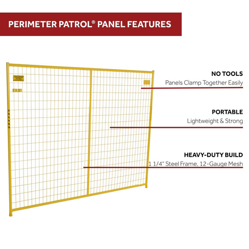 Perimeter Patrol portable yellow fence panel for high-visibility perimeter protection.