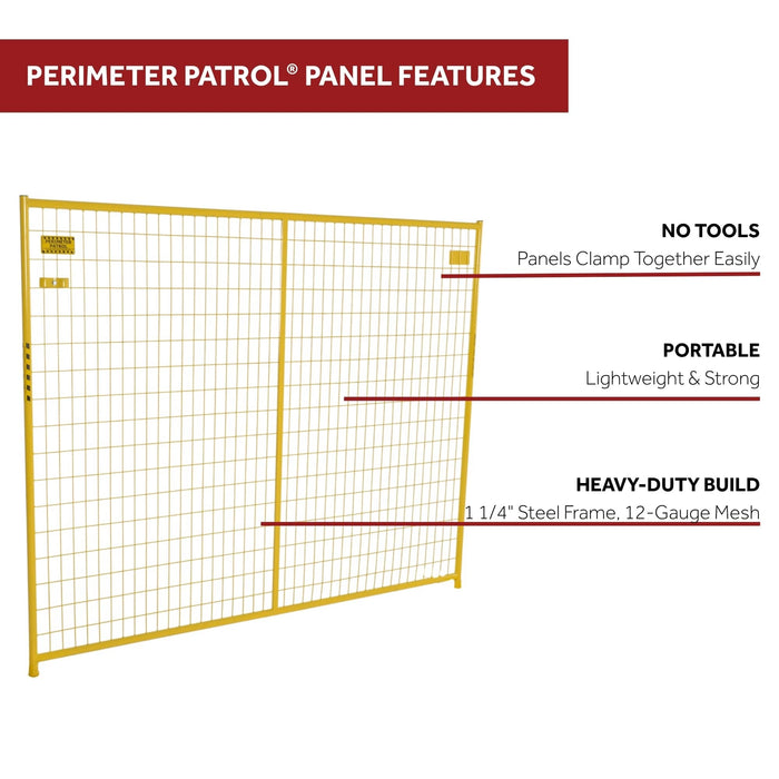 Perimeter Patrol portable yellow fence panel for high-visibility perimeter protection.