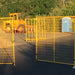 Perimeter Patrol swing gate wheels attached to portable security fence panel