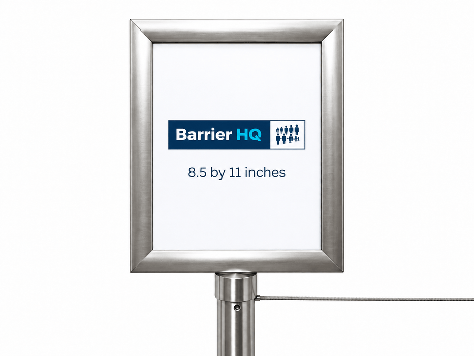 Q-Cord 8.5" x 11" Double-Sided Snap Frame Sign for Museum Barrier