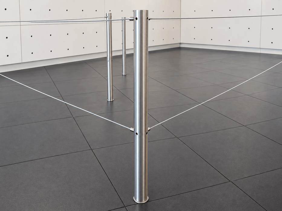 "Q-Cord" Museum Barrier, Removable with Floor Socket