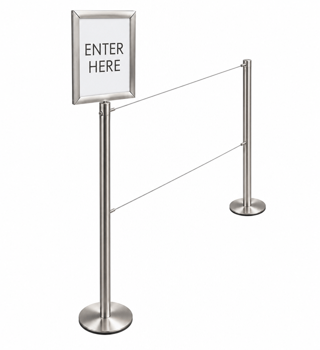 Q-Cord 8.5" x 11" Double-Sided Snap Frame Sign for Museum Barrier