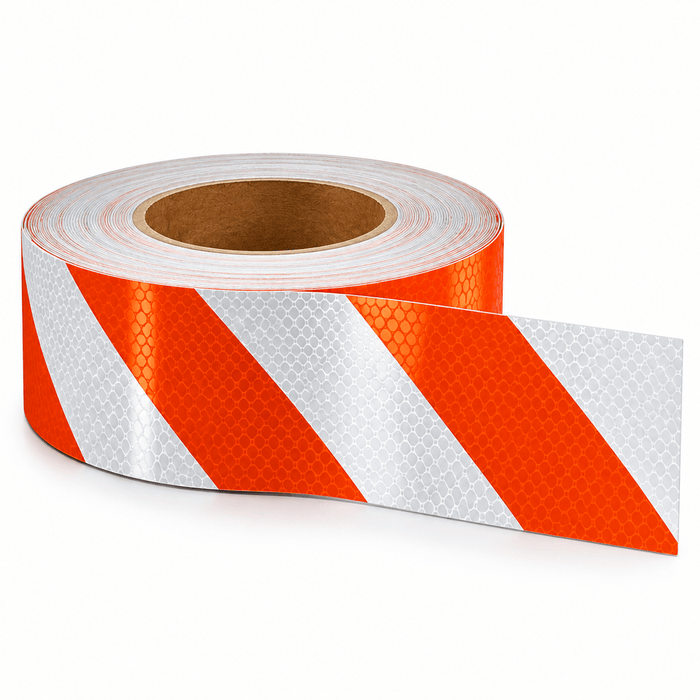 Orange & White Reflective Tape for Water-Filled Jersey Barriers, 5" x 150' Roll