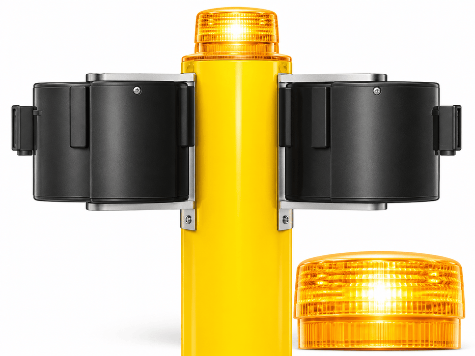 200 ft Outdoor Retractable Belt Barrier with Wheels | SkyPro 2000