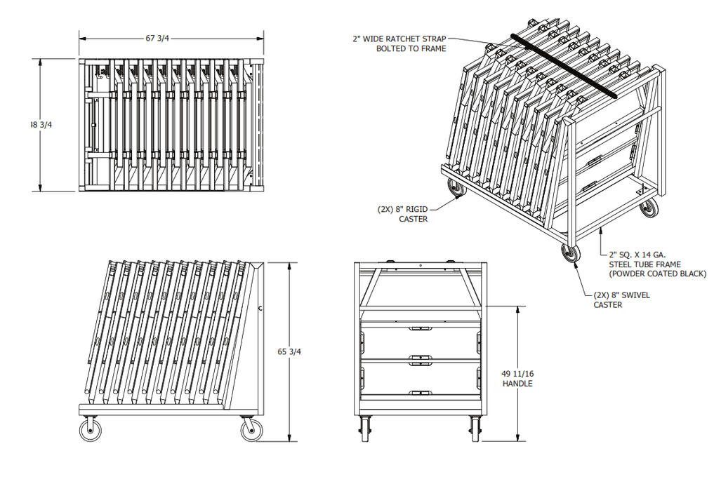 Stage Barrier Transport & Storage Cart 5, 8, 10 Capacity