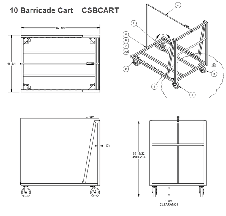Stage Barrier Transport & Storage Cart 5, 8, 10 Capacity