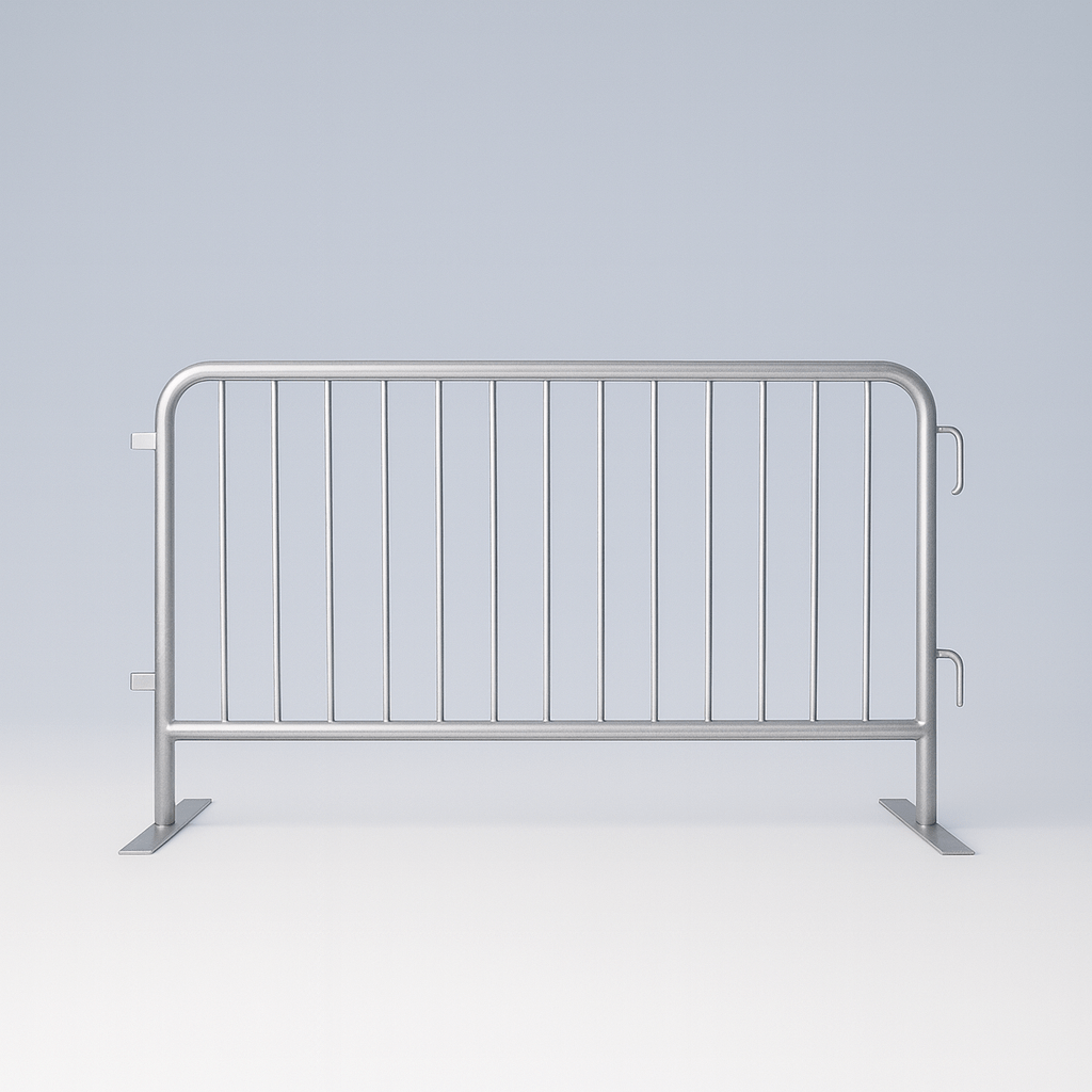 Metal barricade on a light gray background