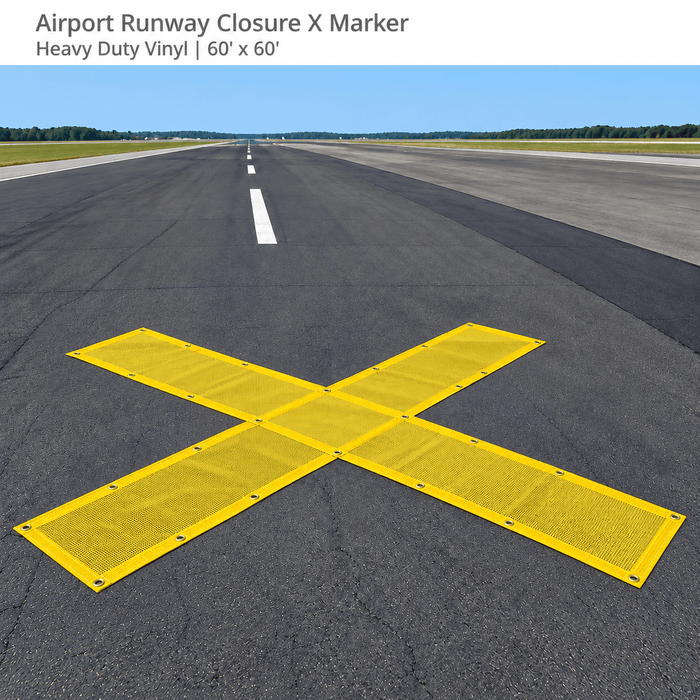 Airport Runway Closure X Marker, Heavy Duty Vinyl 60' x 60'