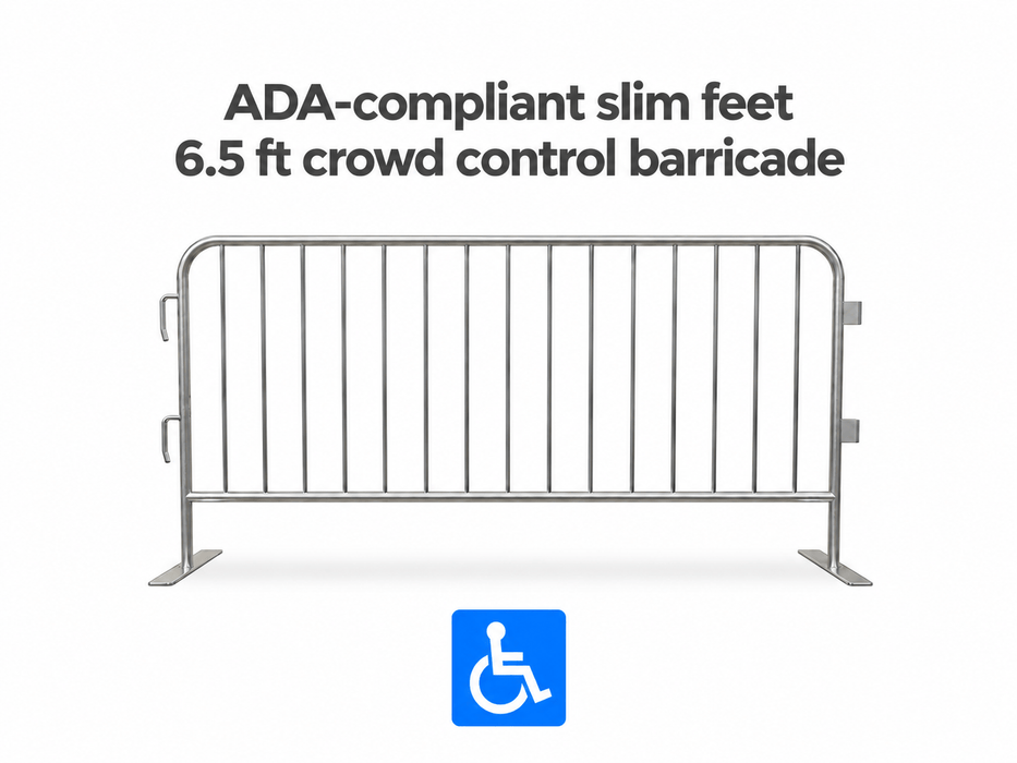 Crowd Control Barricade 6.5 ft Heavy-Duty, 16 Gauge, 1.5" Frame QUBARR-HD-6