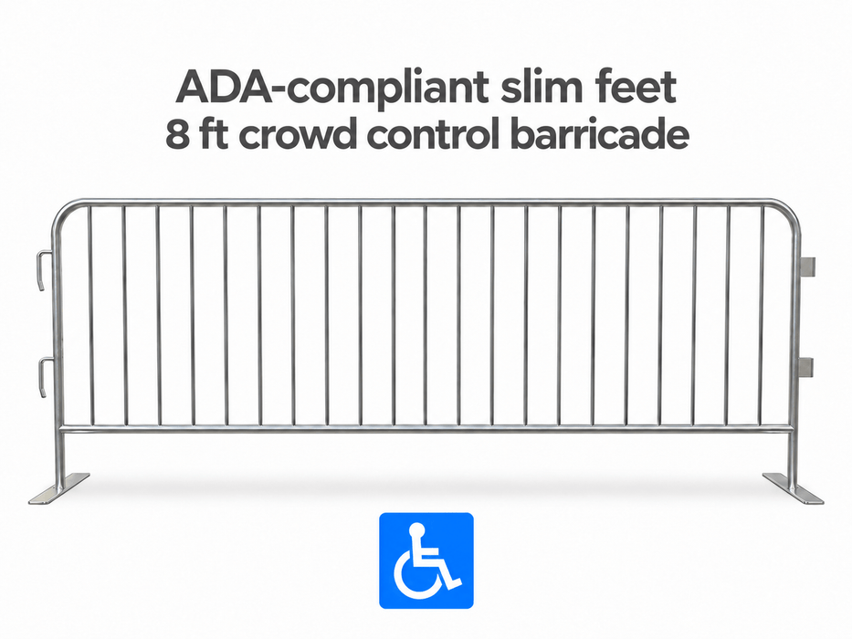 Crowd Control Barricade 8 ft Heavy-Duty, 16 Gauge, 1.5" Frame QUBARR-HD-8