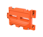 Guardsafe 42P water-filled pivot barricade in orange, angled view