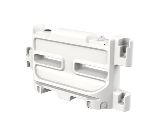Guardsafe 42P water-filled pivot barricade in natural white, angled view