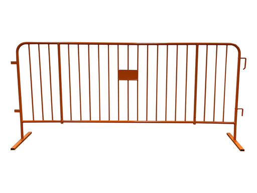 Orange Steel Pedestrian Barrier – CrowdMaster Plus with Heavy-Duty Flat Feet, product code BARR-PLUS-OR-Flat-Feet