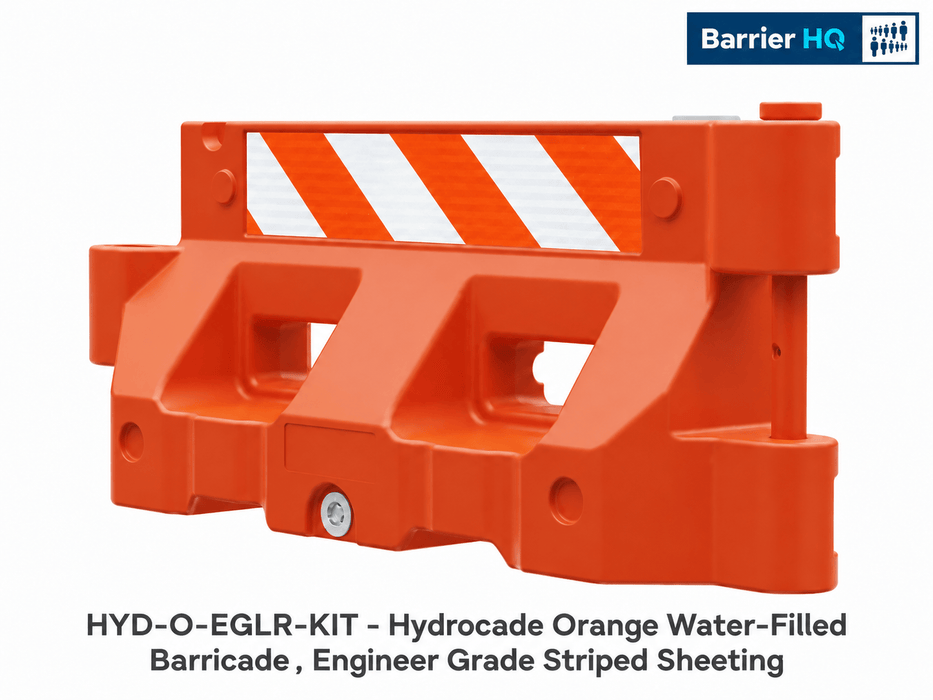 Plasticade Hydrocade Orange Water-Filled Barricade, Engineer Grade Striped Sheeting (HYD-O-EGLR-KIT)