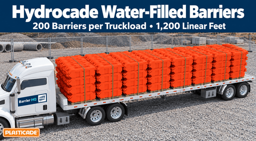Plasticade Hydrocade water-filled barricades truckload of 200 (1,200 linear feet) - BarrierHQ