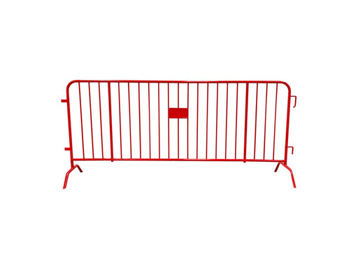 Red Crowd Control Bike Rack Barricade – CrowdMaster Plus with Bridge Feet, product code BARR-PLUS-RD-Bridge-Feet