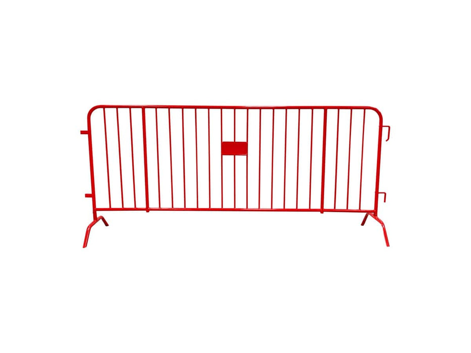 Red Crowd Control Bike Rack Barricade – CrowdMaster Plus with Bridge Feet, product code BARR-PLUS-RD-Bridge-Feet