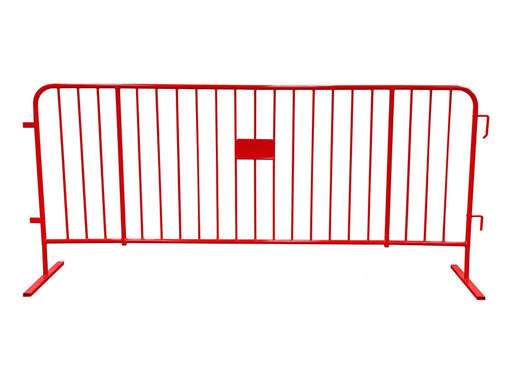 Red Metal Crowd Control Barricade – CrowdMaster Plus with Heavy-Duty Flat Feet, product code BARR-PLUS-RD-Flat-Feet
