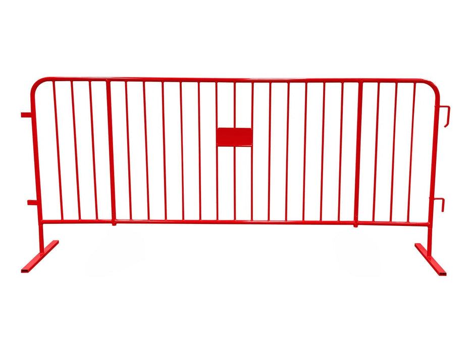 Red Metal Crowd Control Barricade – CrowdMaster Plus with Heavy-Duty Flat Feet, product code BARR-PLUS-RD-Flat-Feet