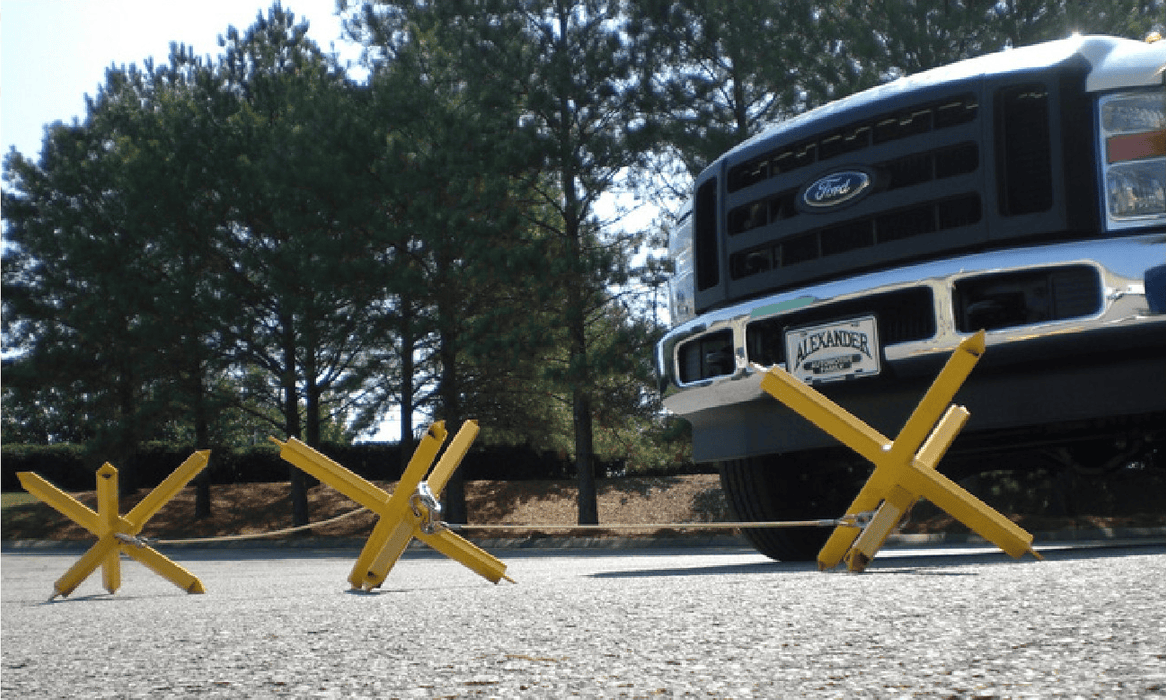 Portable Anti-Ram Vehicle Spike Barrier System for Security Checkpoints & Temporary Roadblocks | Global GRAB STAR Barriers
