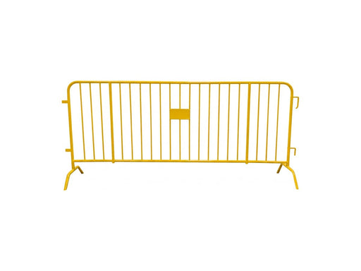 Yellow Pedestrian Crowd Control Barricade – CrowdMaster Plus with Bridge Feet, product code BARR-PLUS-YW-Bridge-Feet