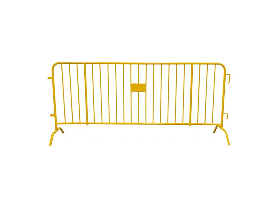 Yellow Pedestrian Crowd Control Barricade – CrowdMaster Plus with Bridge Feet, product code BARR-PLUS-YW-Bridge-Feet