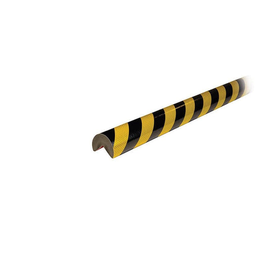 Knuffi Model A+ Corner Bumper Guard Reflective Black/Yellow 1M - Outdoor Bumper Guards - BarrierHQ.com