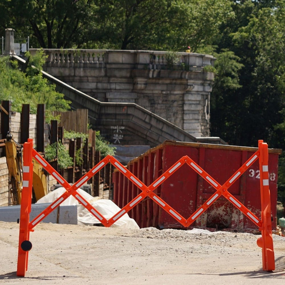 Multi-Gate Expandable Portable Barricade, Orange & White - BarrierHQ.com